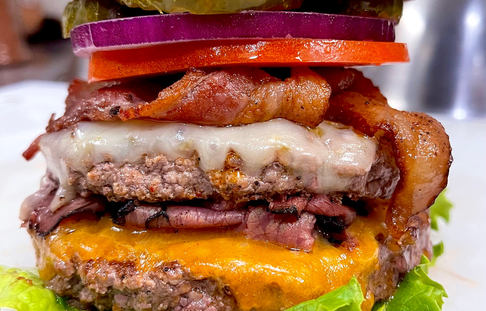 The Ultimate Burger stacked high